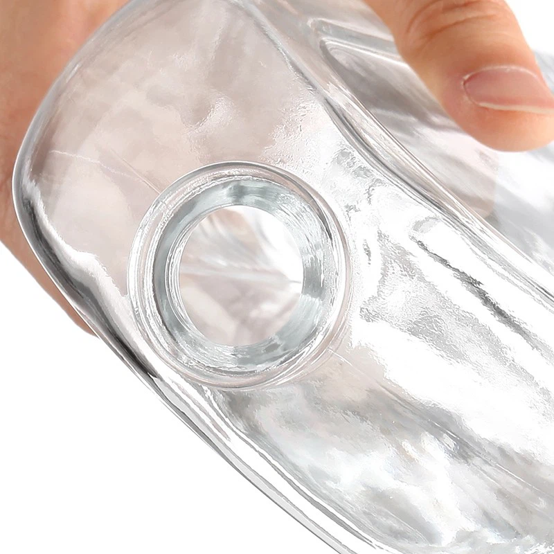 Empty Square Whiskey Glass Bottle With Wooden Cap